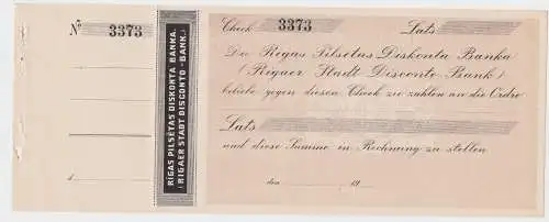 Blanko Scheck Nr. 3373 der Rigas Pilsetas Diskonta Banka um 1910 (132828)