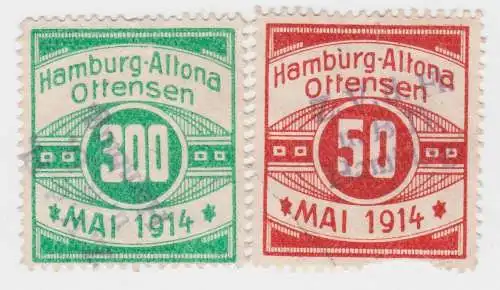 2 seltene Spenden Marken Hamburg Altona Ottensen Mai 1914 (32993)