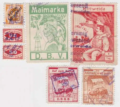 7 seltene Spenden Marken der Gewerkschaft Mittweida um 1920 (34281)