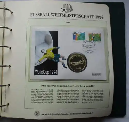 5 Liri Silbermünze 1993 Malta Numisbrief Fußball WM 1994 RAR in PP (124782)