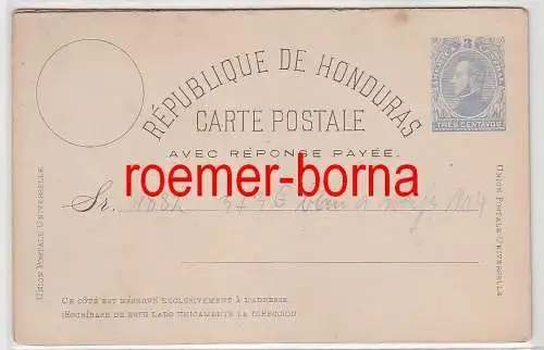 71206 seltene Ganzsachen Antwort Postkarte Honduras 3 Centavos 1882