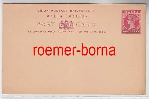 75153 seltene Ganzsachen Antwort Postkarte Malta One Penny rot vor 1900