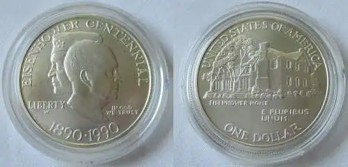 1 Dollar Silber Münze USA 1990 Eisenhower Home (125641)