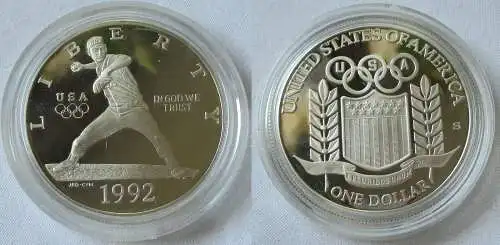 1 Dollar Silber Münze USA 1992 Olympiade Barcelona 1992 Baseballspieler (111553)