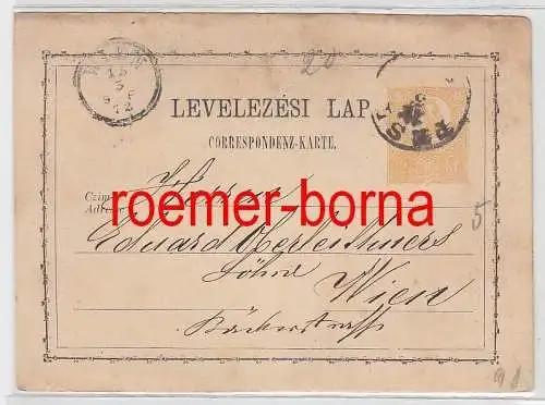 75273 alter Ganzsachen Karte Ungarn 2 Kreuzer nach Wien 1872