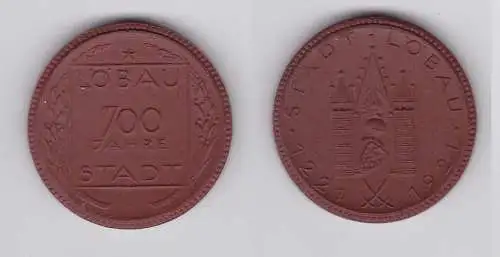 Meissner Porzellanmedaille 700 Jahre Stadt Löbau 1221-1921  (125471)