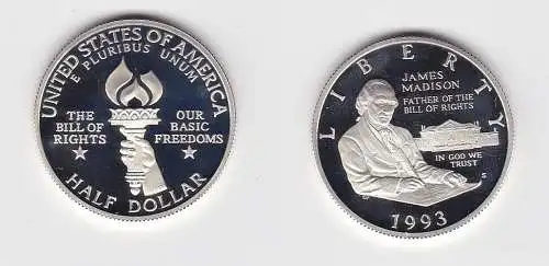 1/2 Dollar Silber Münze  USA 1993 James Madison PP (112805)