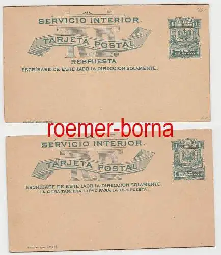 75166 seltene Ganzsachen Antwortkarte Dominikanische Republik 1 Centavo grün1890