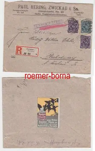 75516 Firmen Brief Einschreiben Lotterie Paul Hering Zwickau 1924