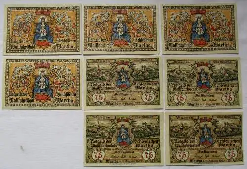 8 Banknoten Notgeld Stadt Wartha Bardo 11.8.1921 (124677)