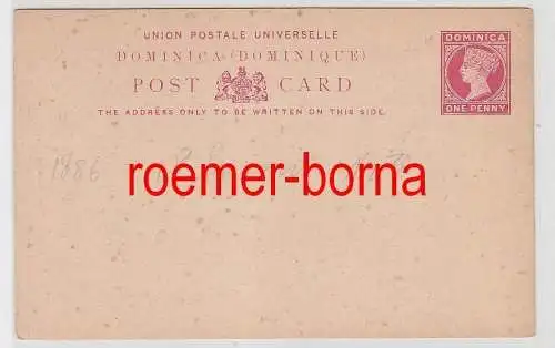 75167 seltene Ganzsachen Postkarte Dominica (Dominique) 1 Penny rot 1886