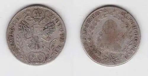20 Kreuzer Silber Münze RDR Habsburg Österreich 1780 Joseph II. (120155)