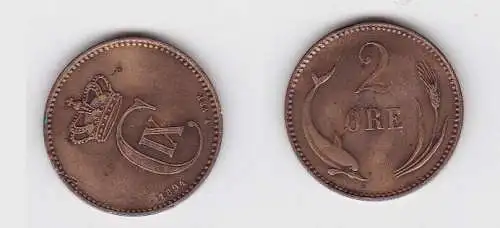 2 Öre Kupfer Münze Dänemark 1894 (130693)