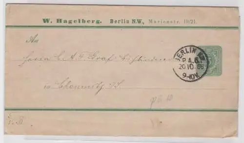 75651 DR Ganzsachen PS3/B1 Streifband W.Hagelberg Berlin Marienstrasse 1888