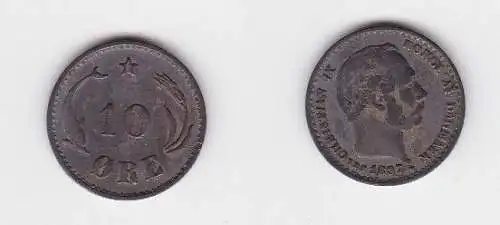 10 Öre Silber Münze Dänemark 1897 (117970)