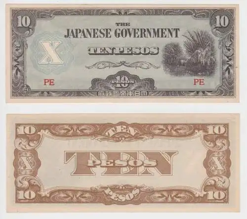 10 Pesos Banknote Philippinen Japanische Besetzung 1942 UNC P.108 (151649)