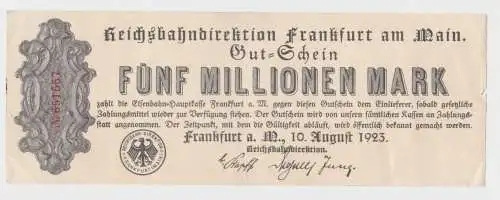 500000 Mark Banknote Reichsbahndirektion Frankfurt a.M. 10. Aug. 1923 (119831)