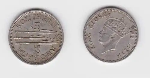 3 Pence Münze Südrhodesien König Georg VI. 1952 ss+ (152802)