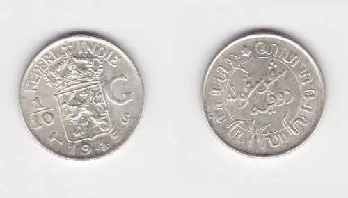 1/10 Gulden Münze Niederlande Niederländisch Indien 1945 vz (152618)