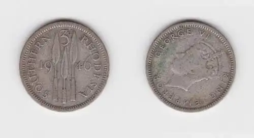 3 Pence Münze Südrhodesien König Georg VI. 1946 ss (152667)