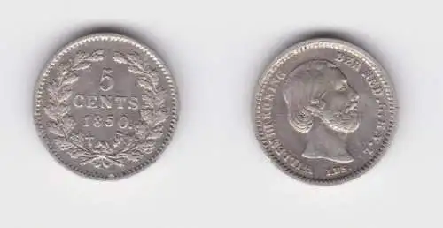 5 Cents Silber Münze Niederlande Willem III 1850 vz (152528)