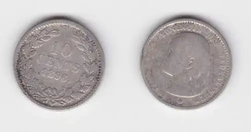 10 Cents Silber Münze Niederlande Wilhelmina 1896 s/ss (152625)