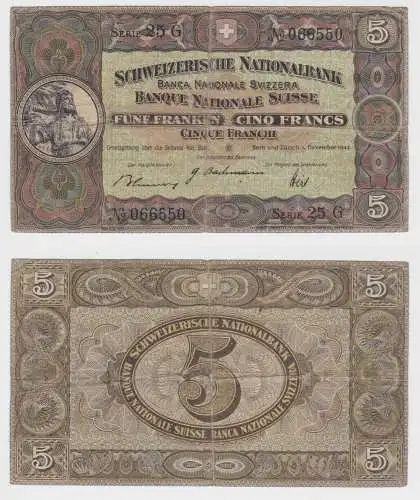 5 Franken Banknote Schweiz Banque Nationale Suisse 4. Dezember 1942 (151658)