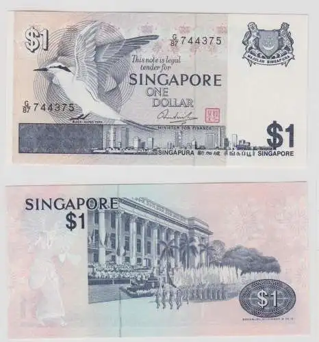 1 Dollar Banknote Singapur o. Jahr (1976) Serie G Pick 9 UNC (152350)