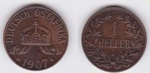 1 Heller Kupfer Münze Deutsch Ostafrika 1907 J (123311)