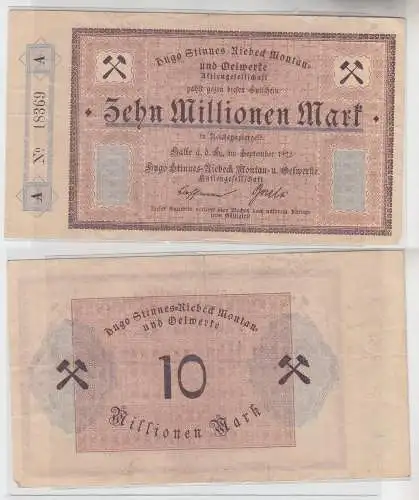 10 Millionen Mark Banknote Halle Hugo Stinnes Riebeck Montan 1923 (111989)
