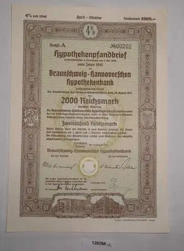 2000 RM Pfandbrief Braunschweig-Hannoversche Hypothekenbank 30.Aug 1941 (128286)