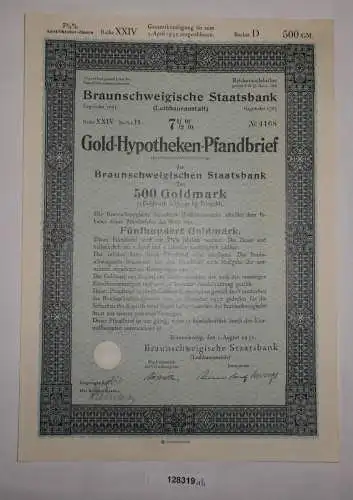 500 Goldmark Pfandbrief Braunschweigische Staatsbank 1. August 1930 (128319)