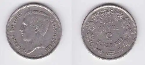 5 Francs / 1 Belga Muenze Belgien 1931 (121375)