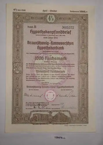 1000 RM Pfandbrief Braunschweig-Hannoversche Hypothekenbank 30.8.1941 (128476)