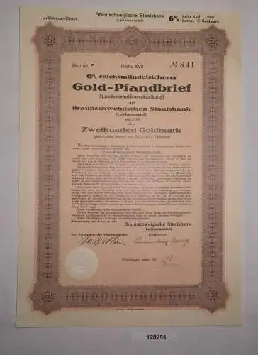 200 Goldmark Pfandbrief Braunschweigische Staatsbank 20. Februar 1927 (128293)