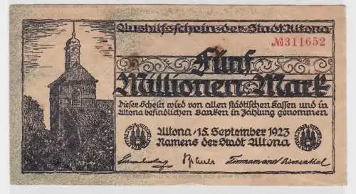 5 Millionen Mark Banknote Aushilfsschein der Stadt Altona 15.9.1923 (136324)