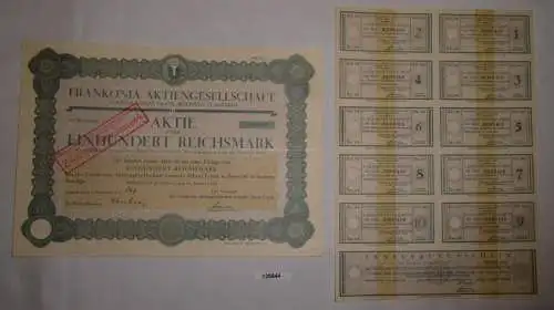 100 Reichsmark Aktie Frankonia AG Beierfeld in Sachsen 20. Januar 1925 (128844)