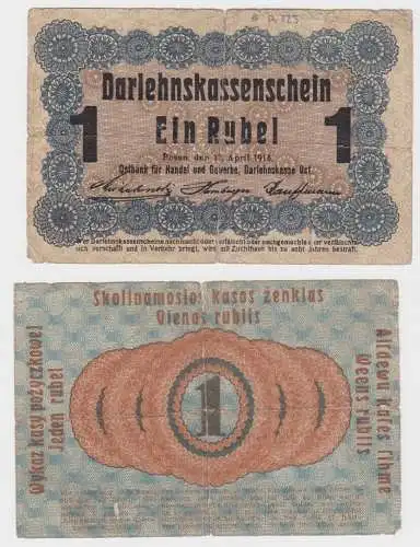 1 Rubel Banknote Darlehnskasse Ost Sitz in Posen 17.4.1916 (103342)