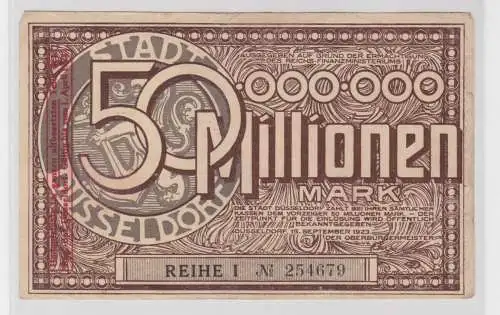 50 Millionen Mark Banknote Inflation Stadt Düsseldorf 15.9.1923 (137951)