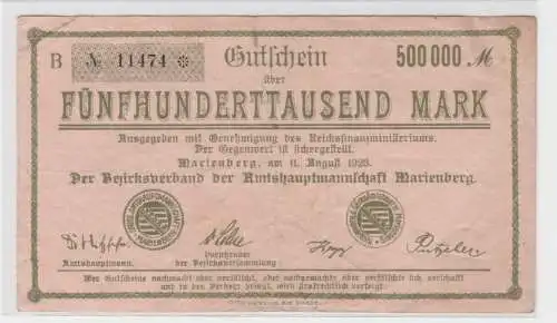 500000 Mark Banknote Amtshauptmannschaft Marienberg 11.August 1923 (137629)