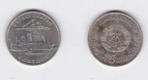 DDR Gedenk Münze 5 Mark Überseehafen Rostock 1988 (128677)