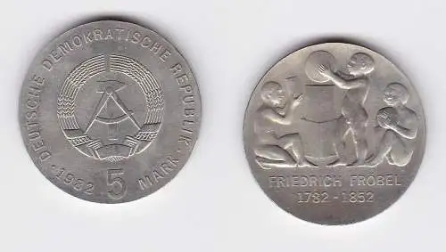 DDR Gedenk Münze 5 Mark Friedrich Fröbel 1982 Stempelglanz (128303)