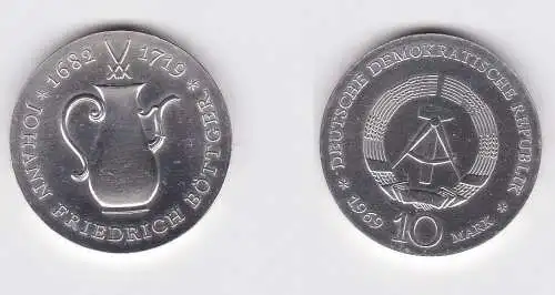 DDR Gedenk Silber Münze 10 Mark Johann Friedrich Böttger 1969 Stgl. (128305)