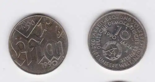 DDR Gedenk Münze 10 Mark 100.Jahre 1.Mai Feiertag 1990 Stempelglanz (128421)