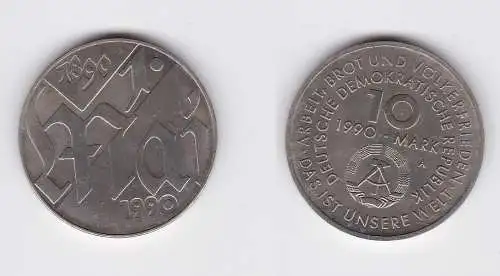 DDR Gedenk Münze 10 Mark 100.Jahre 1.Mai Feiertag 1990 Stempelglanz (128593)