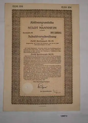 12,5 Reichsmark Ablösungsanleihe der Stadt Mannheim 1.12.1927 (126812)