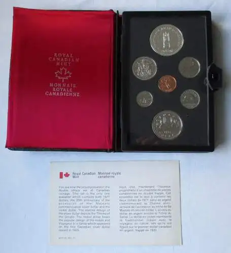 Kursmünzensatz KMS Kanada 1977 Thron + Zertifikat + Etui (129261)