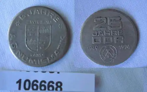 DDR Medaille 5 Jahre Numismatik Zwickau Land 25 Jahre DDR 1974 (106668)
