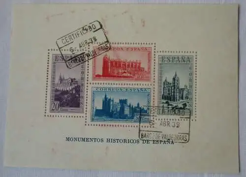 Spanien Block 9 Monumentos Historicos de Espana gestempelt 1938(129519)