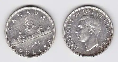 1 Dollar Silbermünze Kanada Kanu Georg VI. 1951 (150146)